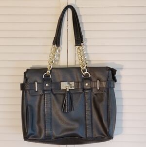 Apt. 9 Black Tote with Gold Chain Straps and Tassel